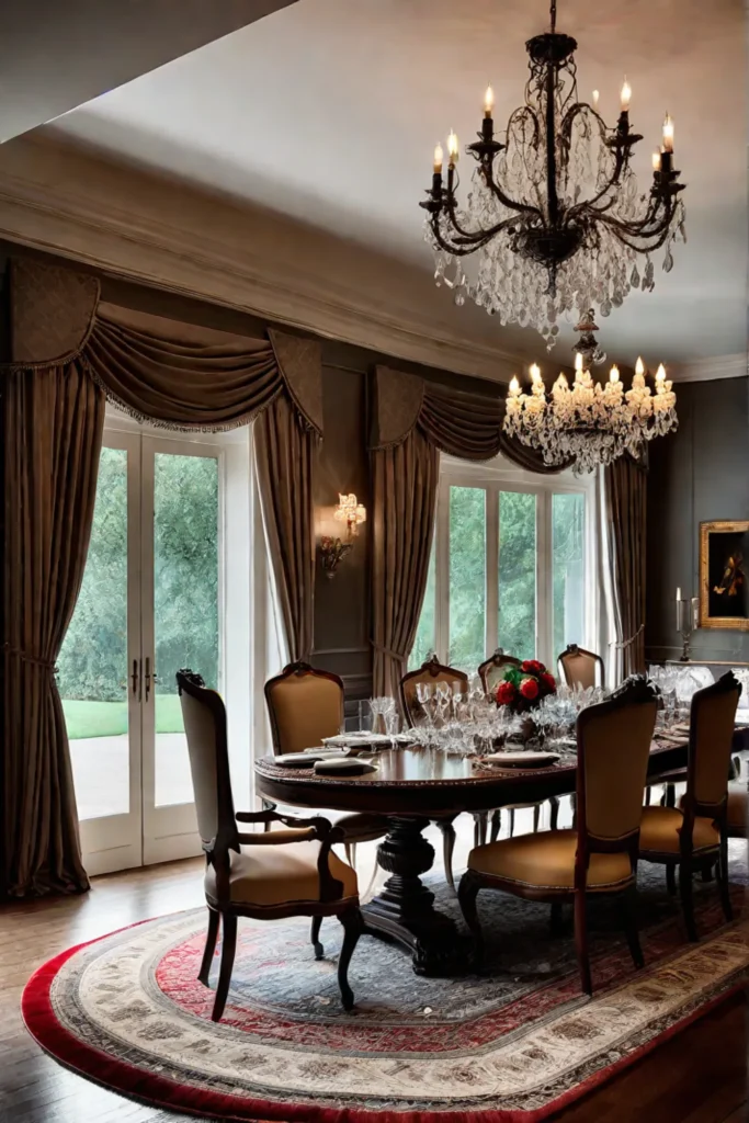 Elegant traditional dining room with antique furniture