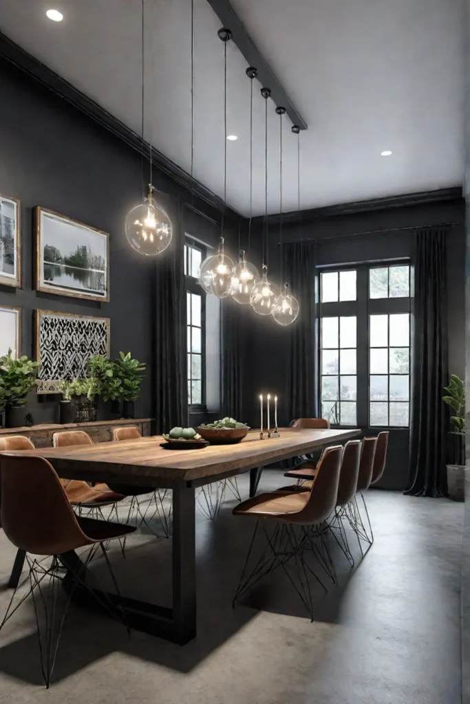 Industrial dining room with exposed ductwork and concrete
