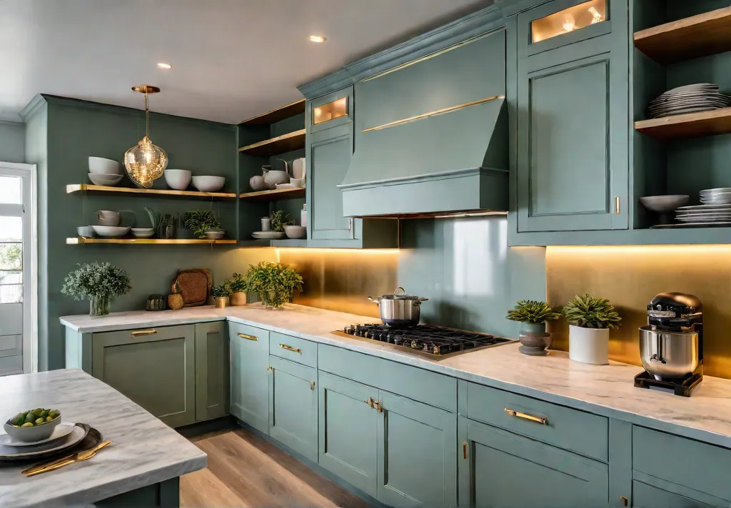 A bright and airy kitchen with freshly painted cabinets in a softfeat