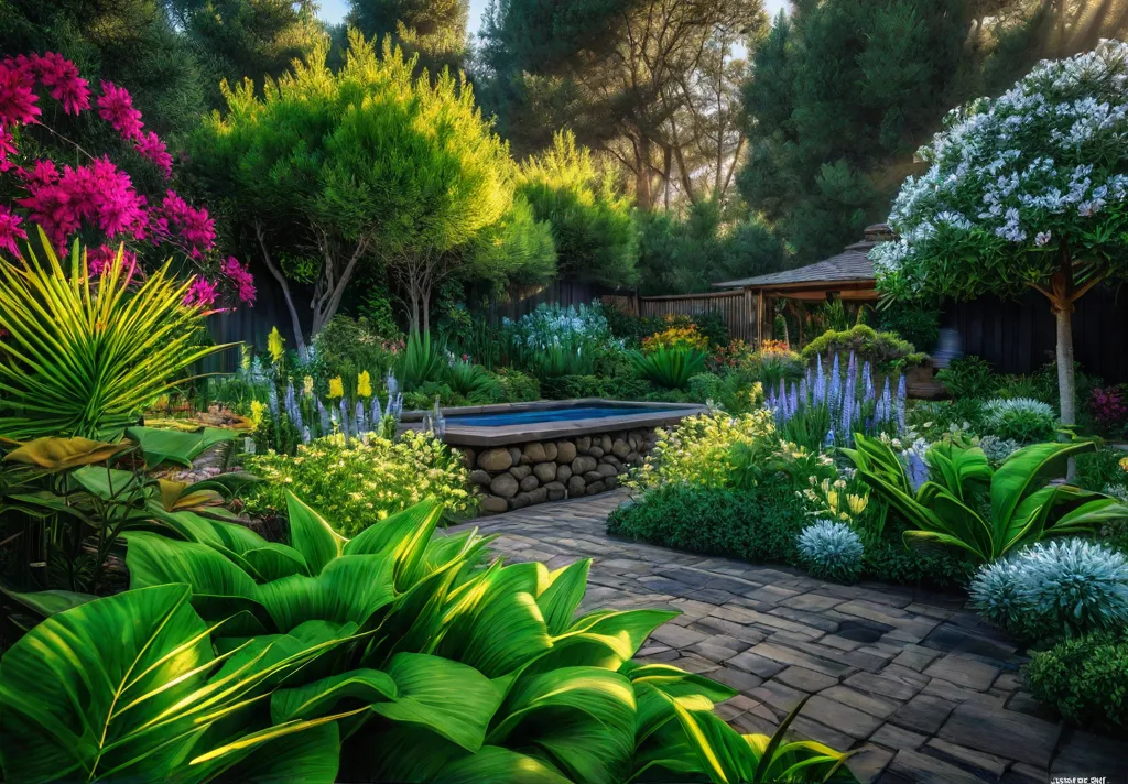 A lush backyard garden teeming with native plants attracting a diverse arrayfeat