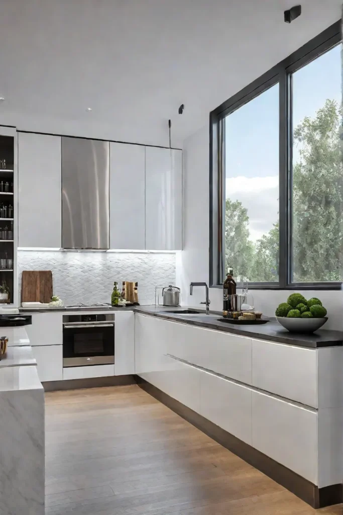 Ample storage sophisticated kitchen minimalist aesthetic