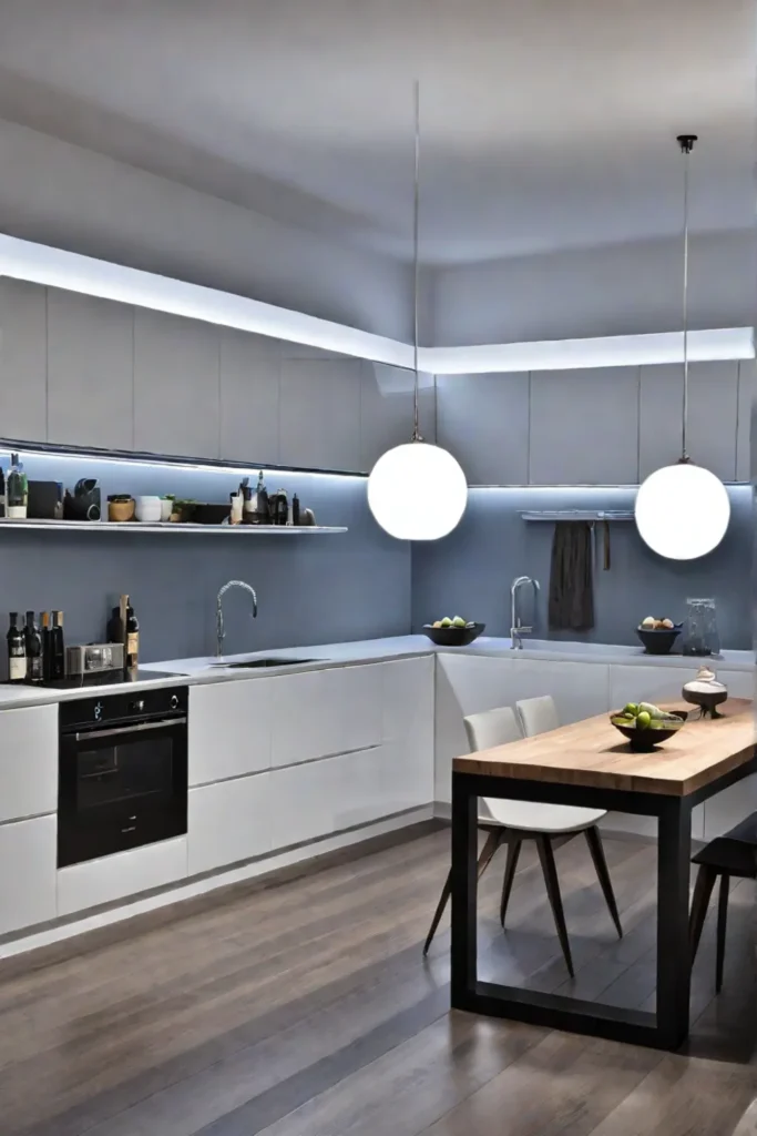 Automated and personalized lighting settings in a modern kitchen