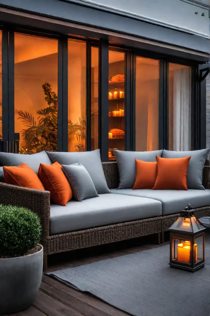 Autumn porch with metal outdoor furniture