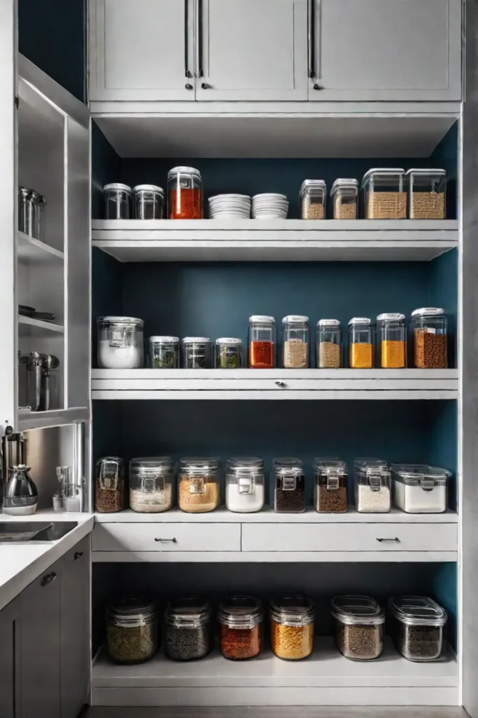 Baking station with clear containers and organized tools