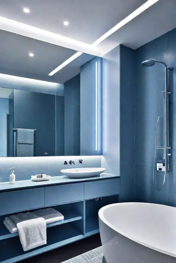 Bathroom with chromotherapy lighting for relaxation and wellbeing