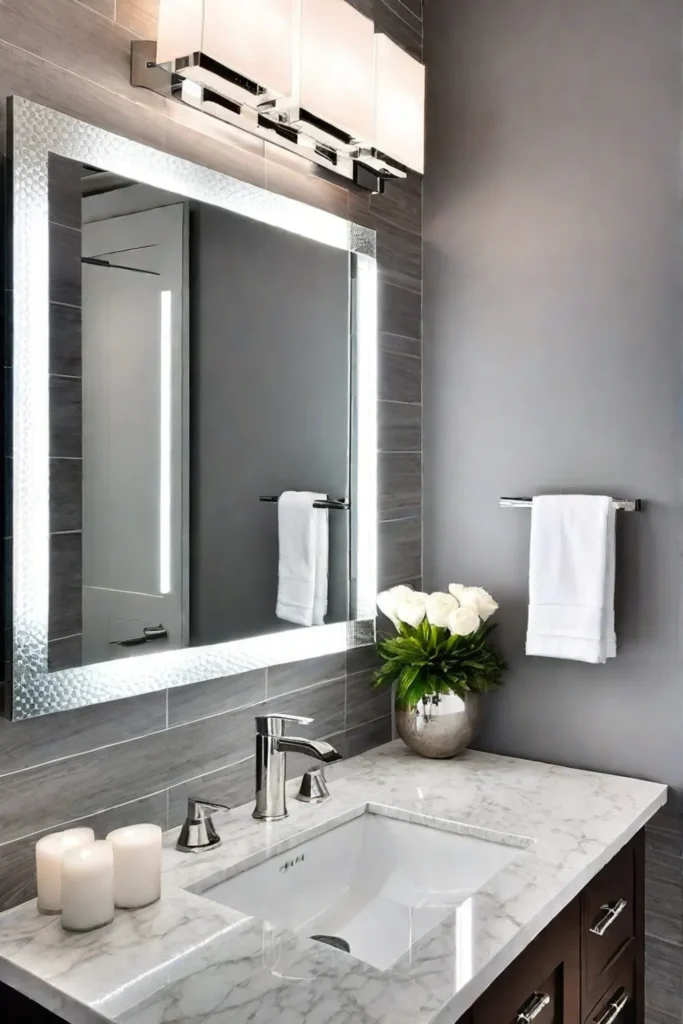 Bathroom with combined diffused and focused lighting