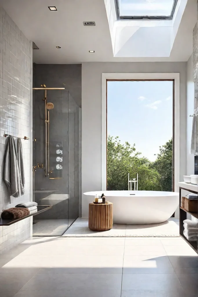 Bathroom with skylight creating a bright and airy atmosphere