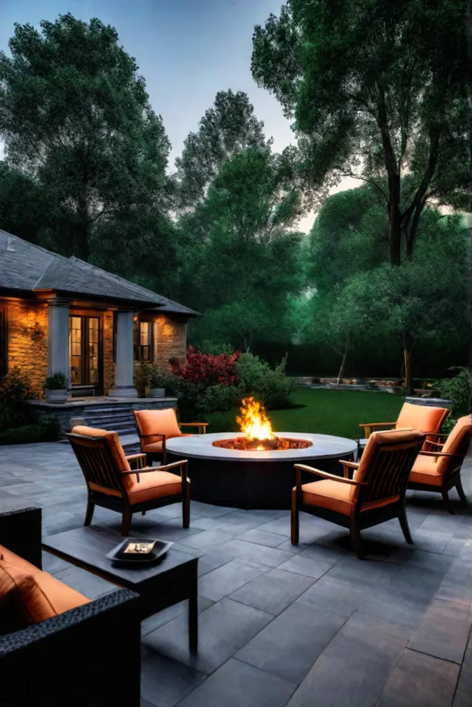 Beautiful backyard patio with fire pit