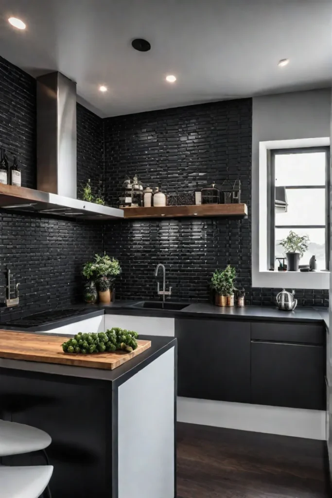 Black and white kitchen classic backsplash