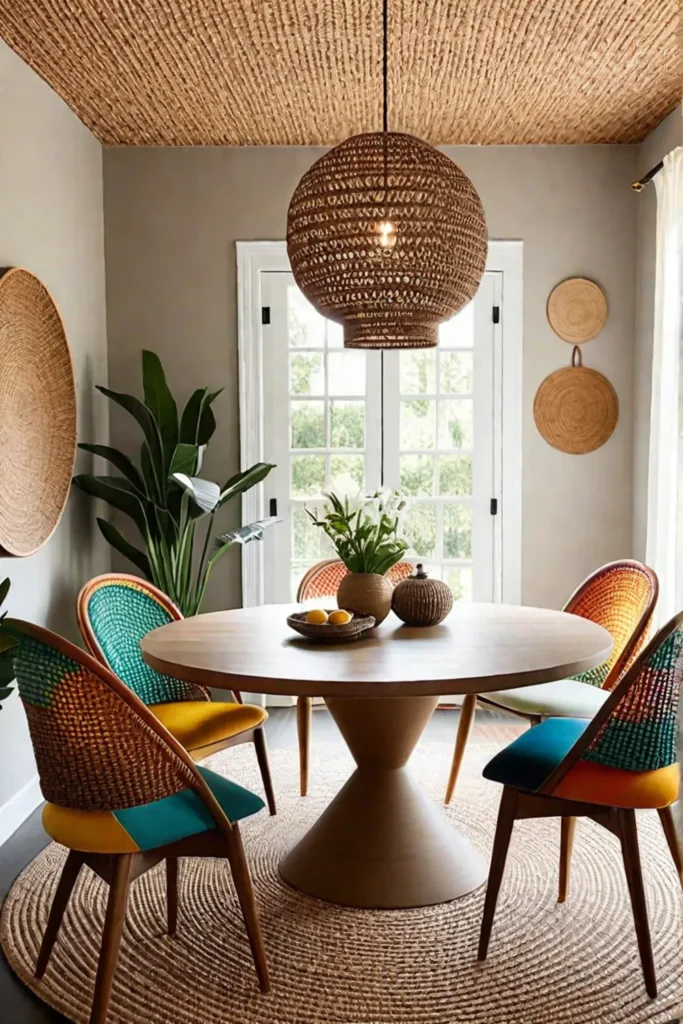 Bohemian dining room with spongepainted textured walls