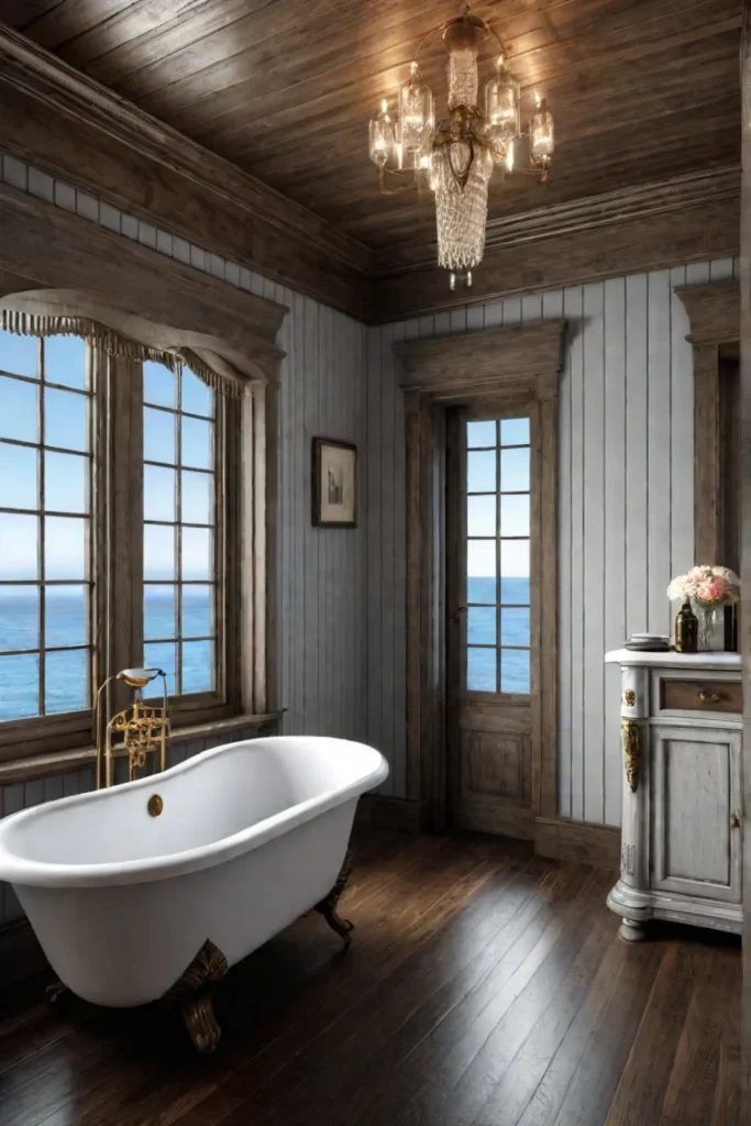 Clawfoot tub distressed wood seaside charm