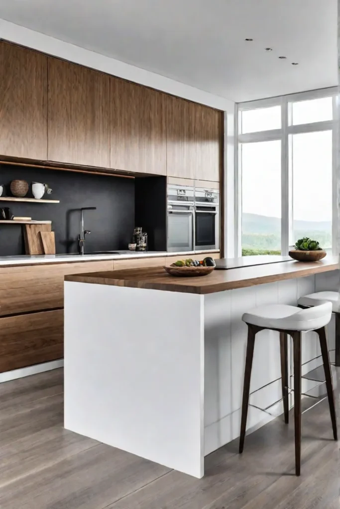 Clean lines and a sense of order with upper cabinets
