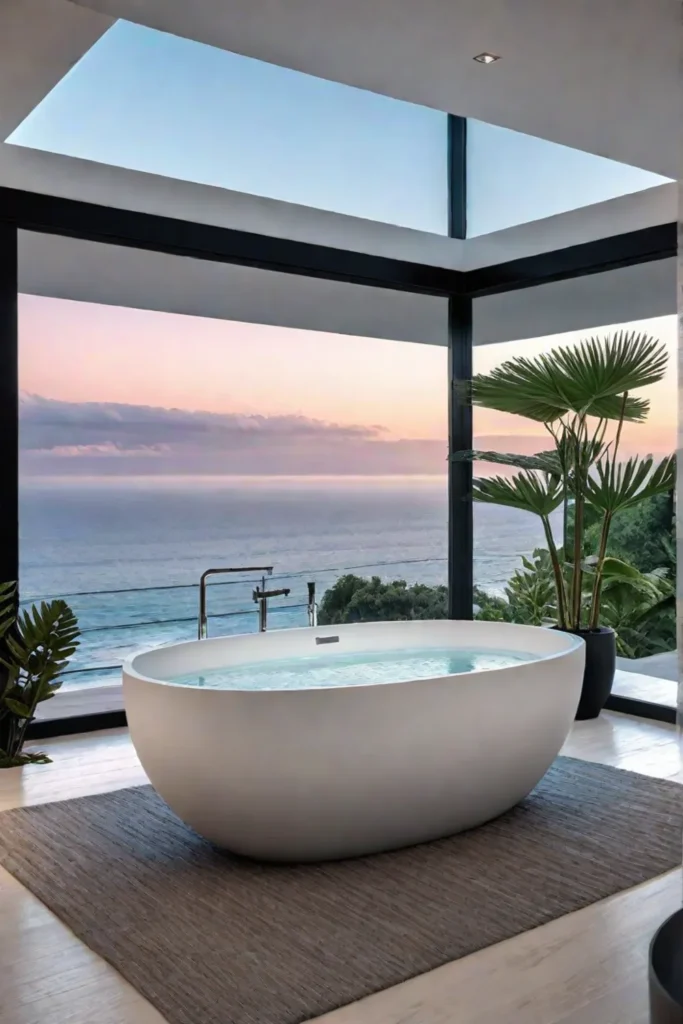 Coastal bathroom sanctuary with ocean view