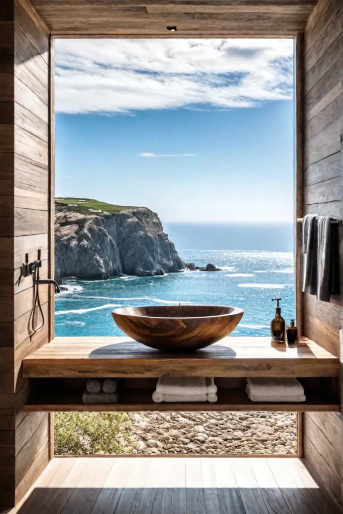 Coastal bathroom with a view