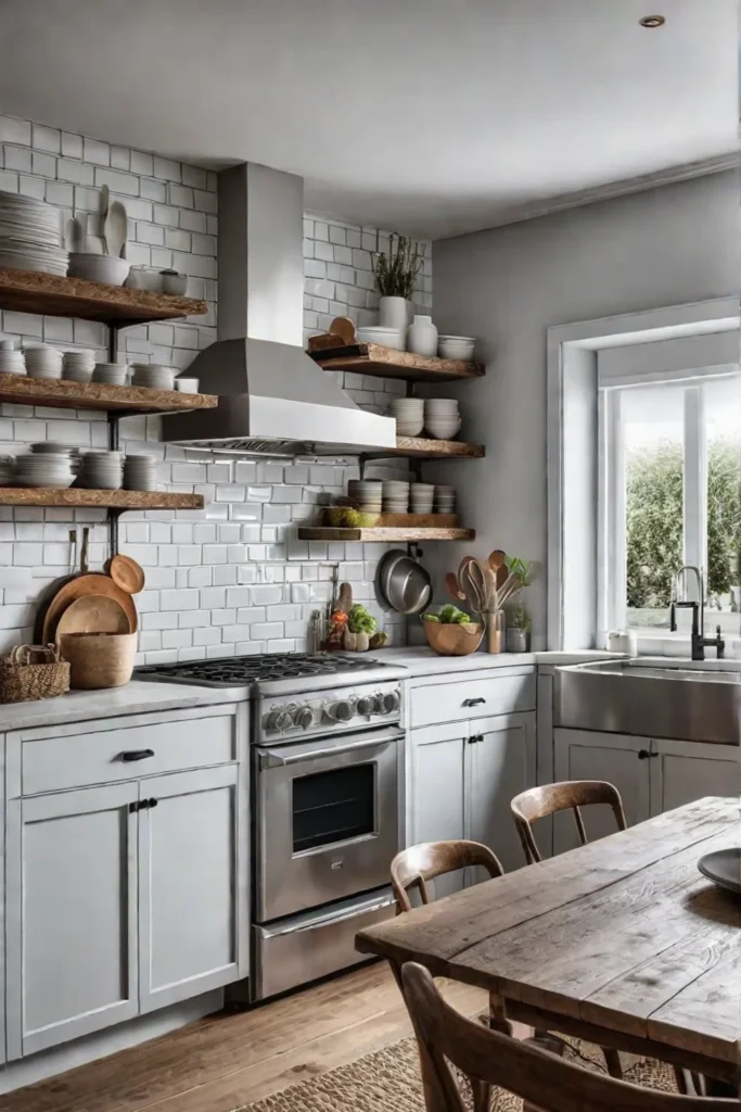 Compact kitchen with rustic charm