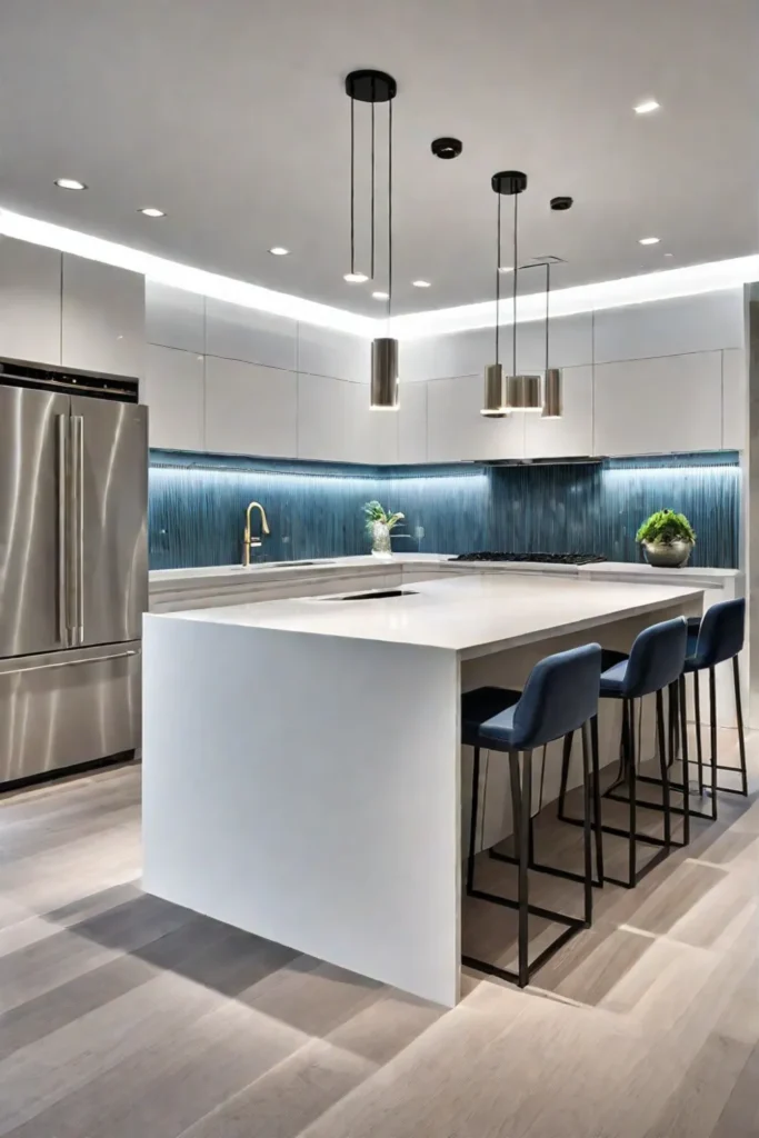 Contemporary kitchen with minimalist lighting design