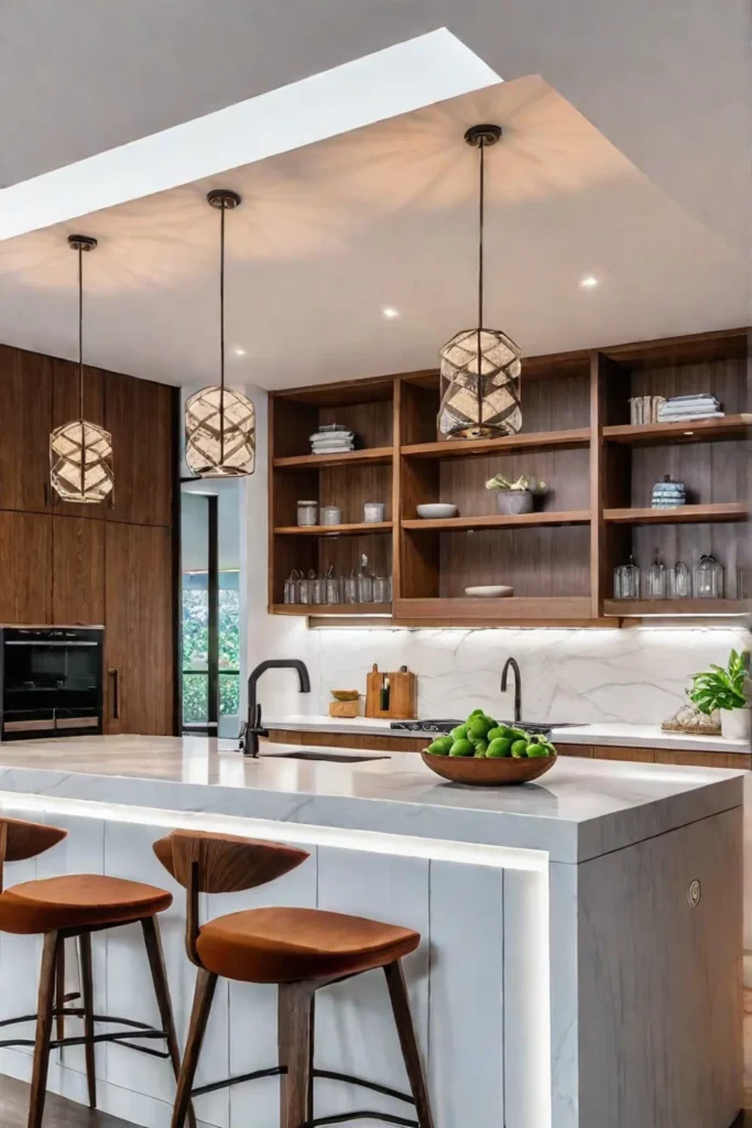 Contemporary kitchen with warm and inviting lighting