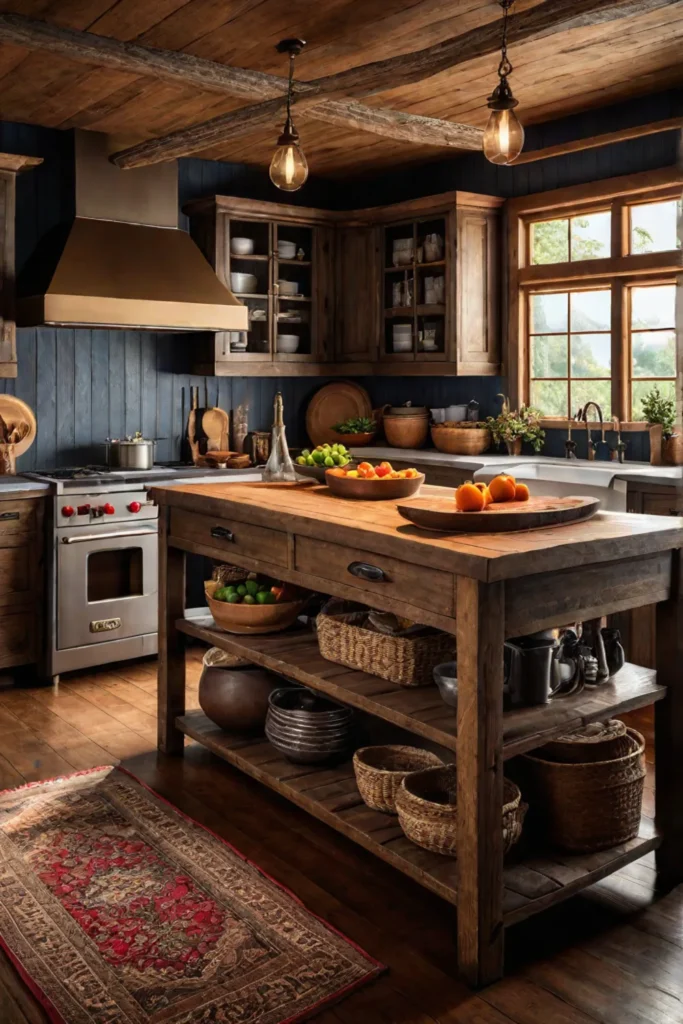 Cozy farmhouse kitchen with rustic accessories