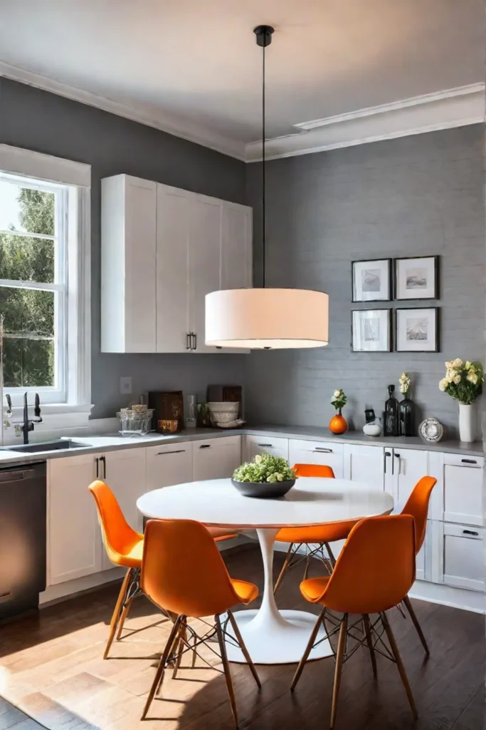 Cozy kitchen nook with dimmable wall sconce and undercabinet LED lighting