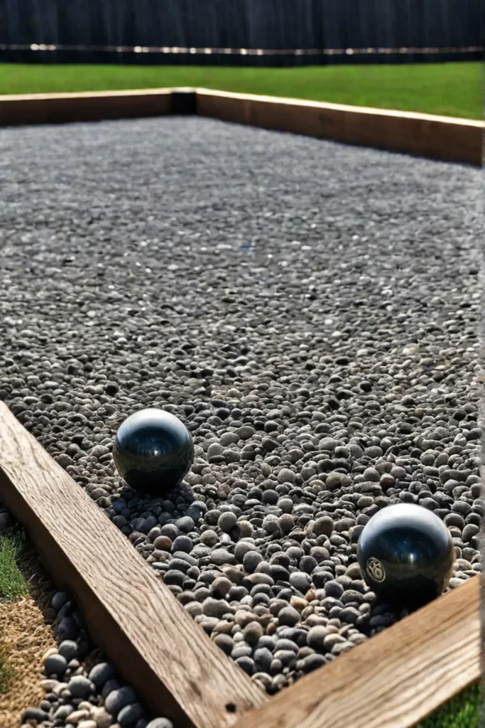 Crushed stone bocce court for friendly competitions