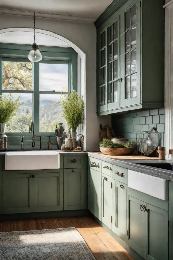 DIY painted cabinets in a charming kitchen