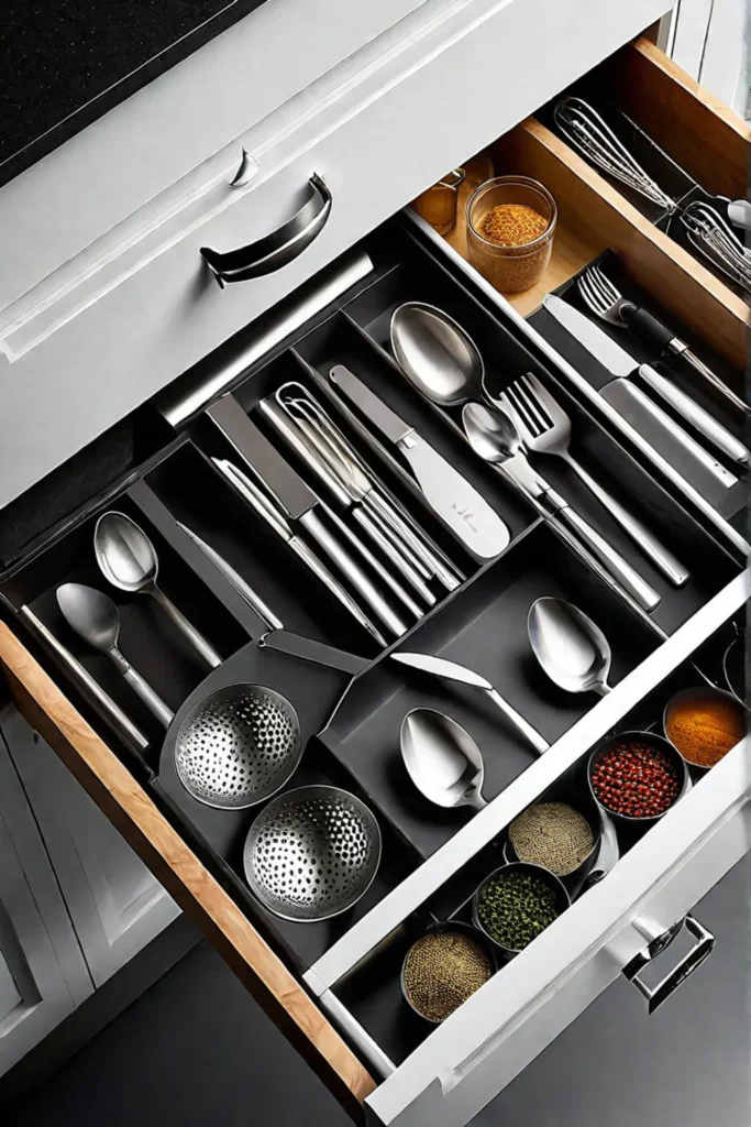 Drawer organizers kitchen utensils