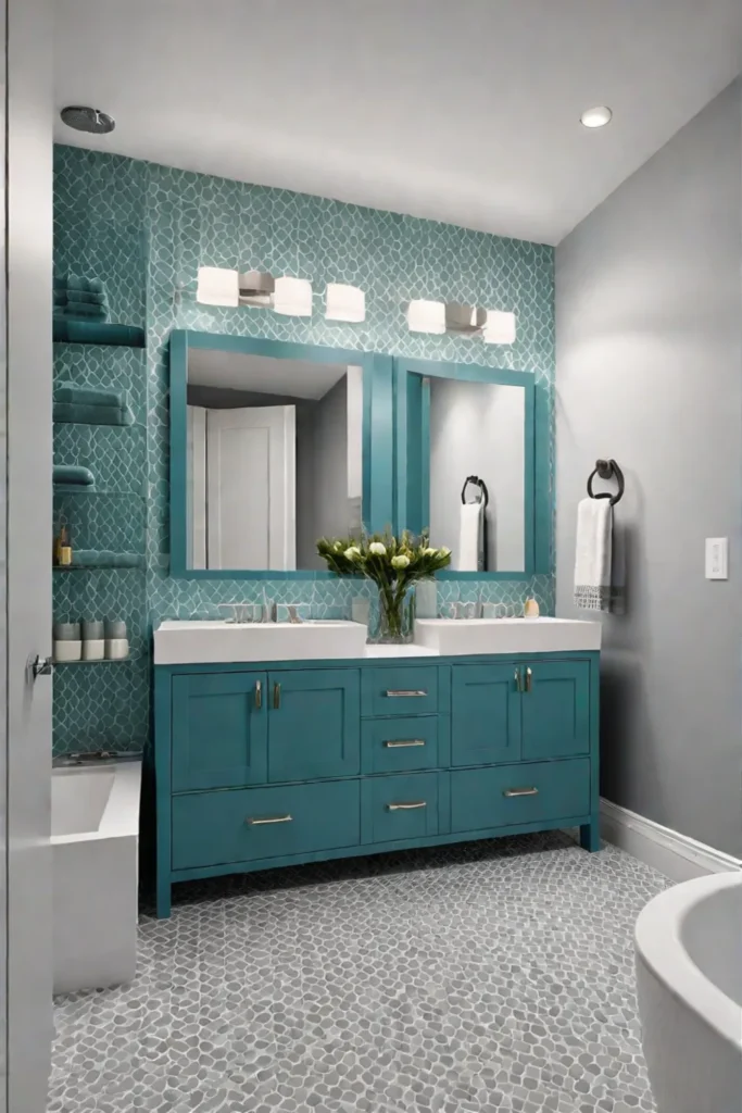 Durable and easytoclean bathroom design with bright colors
