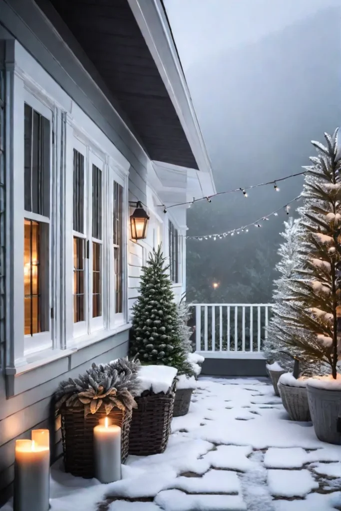 Elegant winter porch decorations