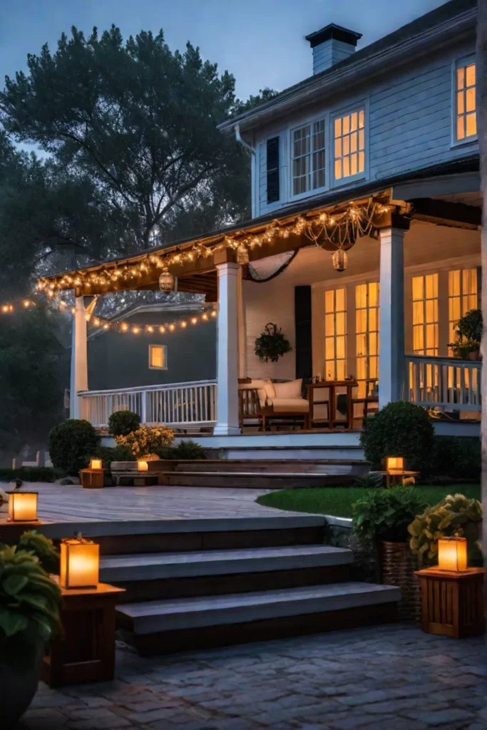 Evening porch lighting