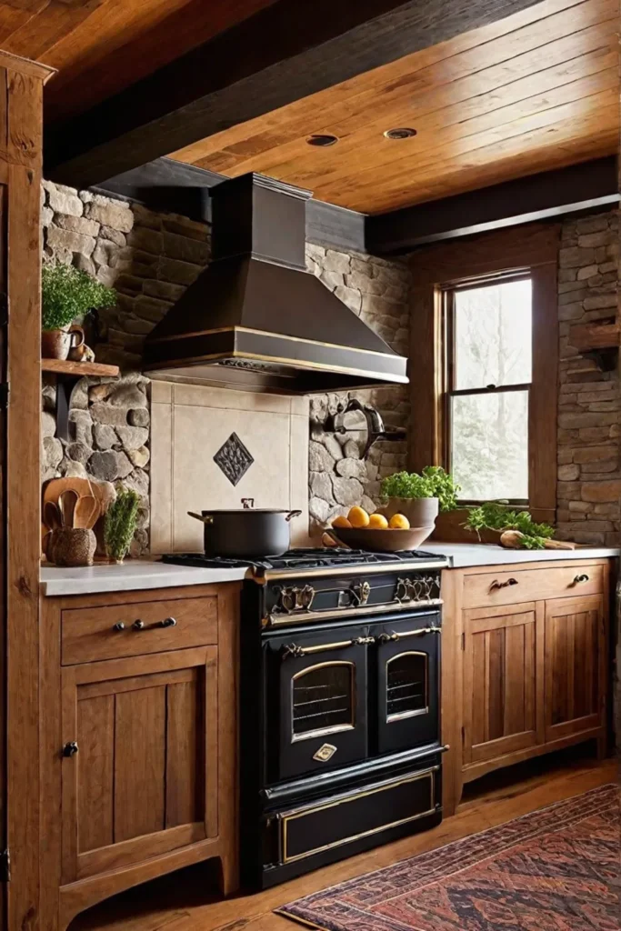 Farmhouse kitchen with fireclay sink and vintageinspired stove