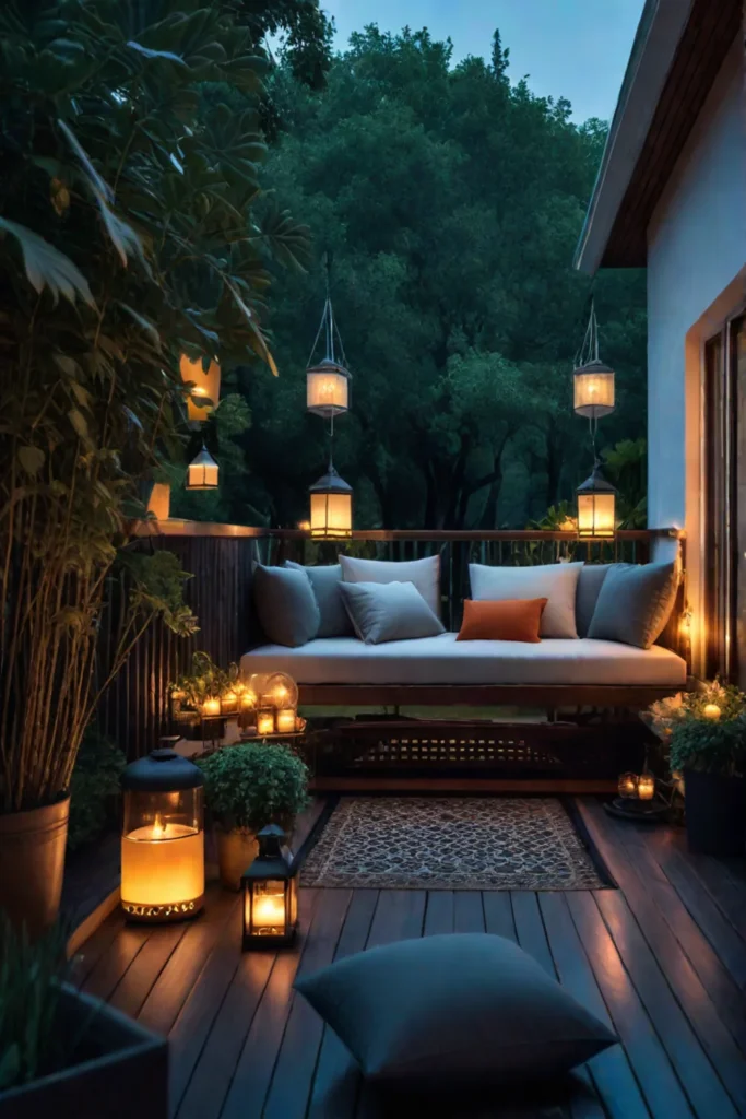 Inviting porch with evening ambiance