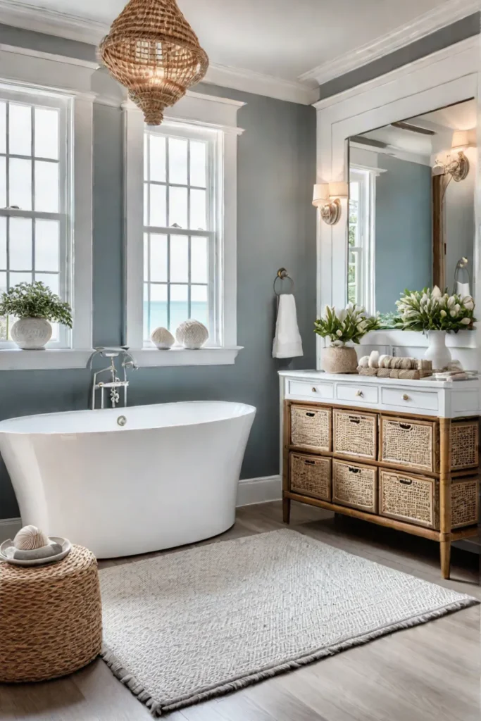 Light and airy coastal bathroom with natural textures and colors