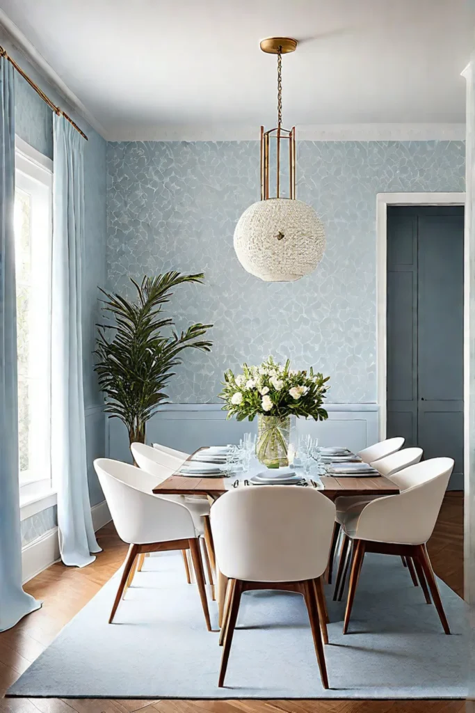 Light blue wallpaper with delicate pattern