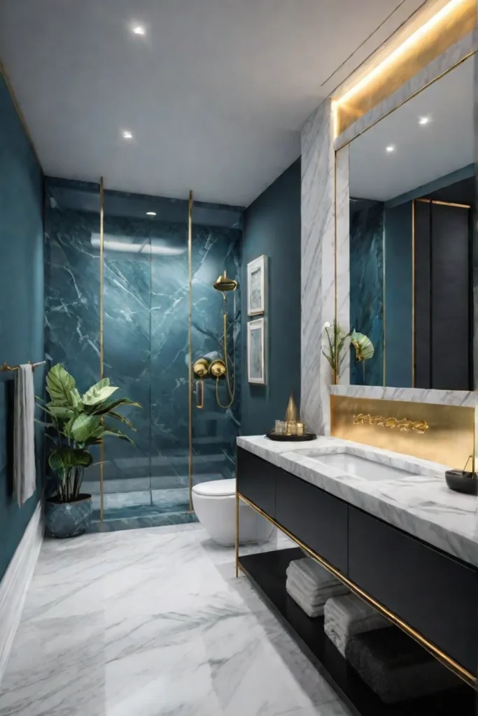 Luxurious bathroom with iridescent seashellinspired color scheme