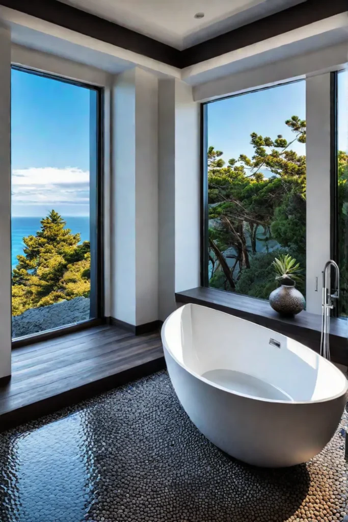 Luxurious coastal bathroom ocean views