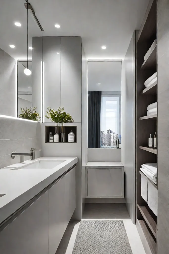 Minimalist bathroom with clean lines and calm aesthetic