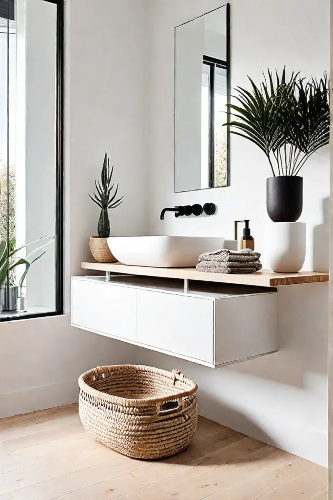 Minimalist bathroom with natural materials and simple design