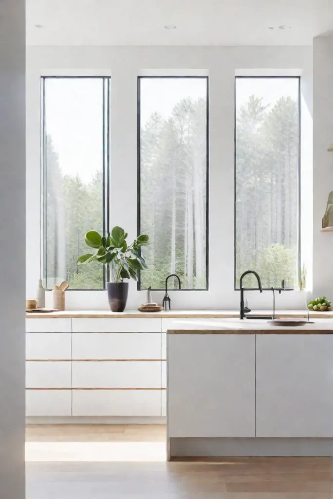 Minimalist kitchen decluttered clean lines natural light