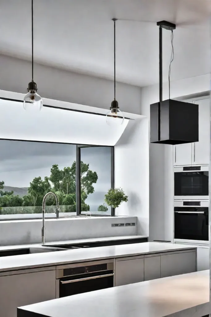 Minimalist kitchen with integrated LED lighting