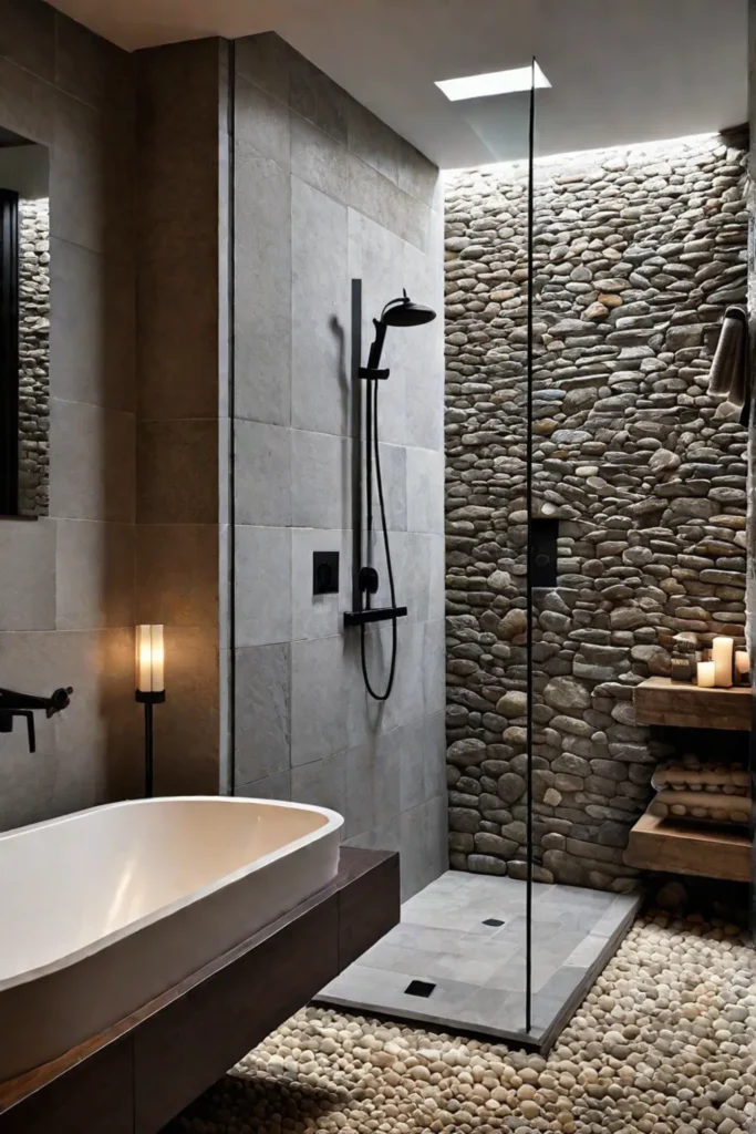 Modern bathroom with natural stone and spalike atmosphere