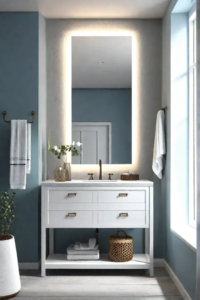 Modern coastal bathroom with calming color palette
