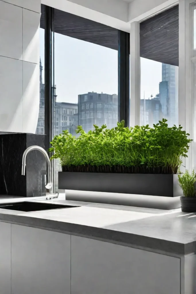 Modern kitchen vertical herb garden minimalist design