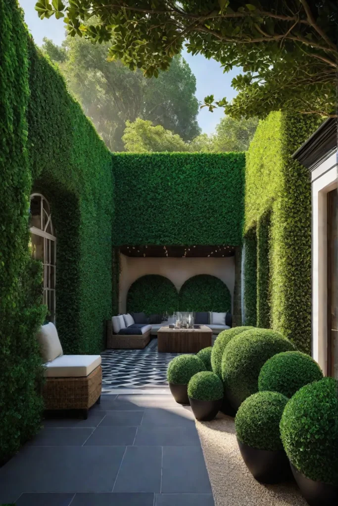Natural backyard privacy with hedge
