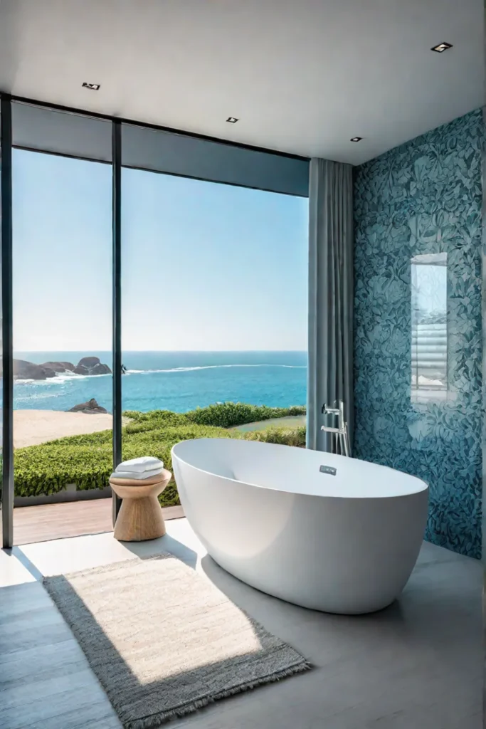 Oceanfront bathroom with tranquil seashellinspired design