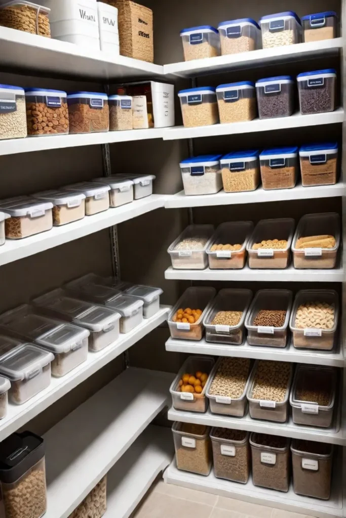 Organized pantry clear containers