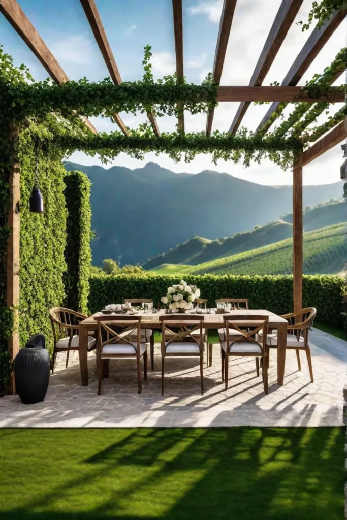 Outdoor living space with pergola privacy