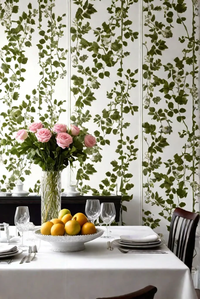 Romantic and elegant dining room with floral motifs