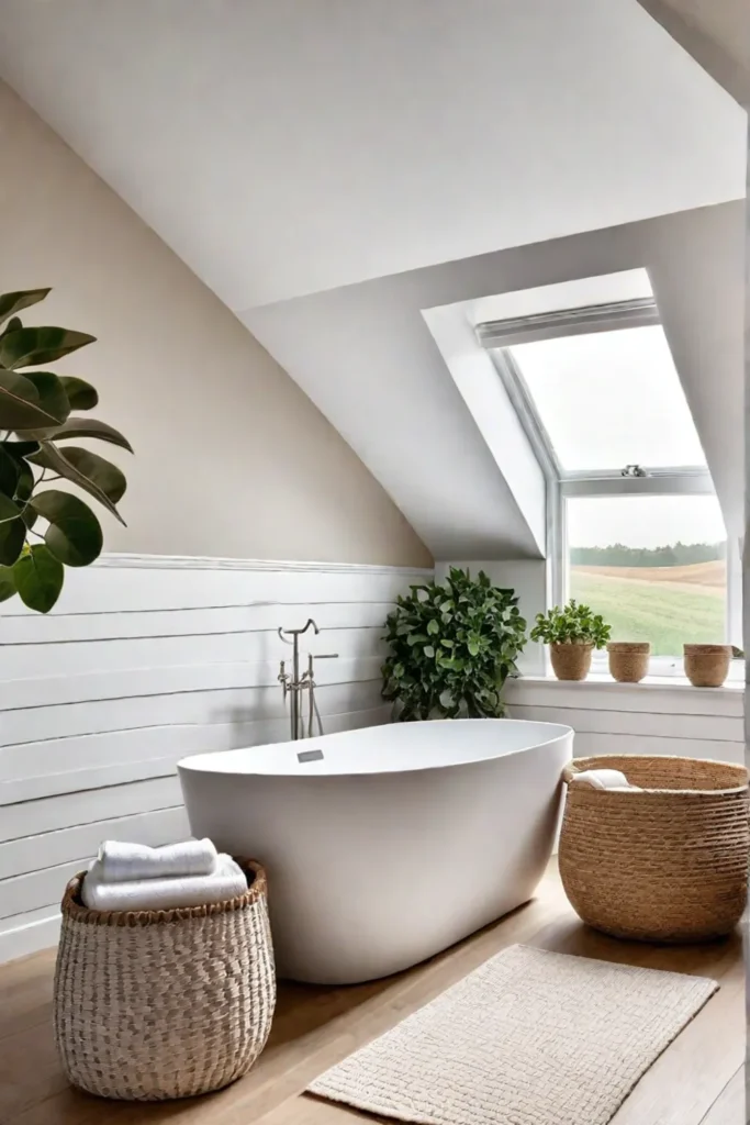 Serene bathroom with natural light and textures