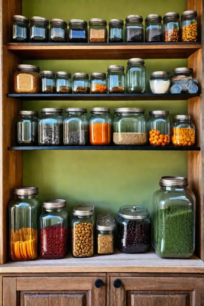 Sustainable kitchen organization glass jars