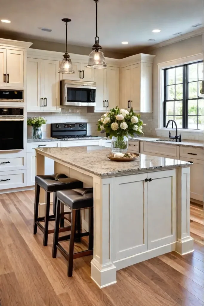 Traditional kitchen with warm natural light and hardwood floors